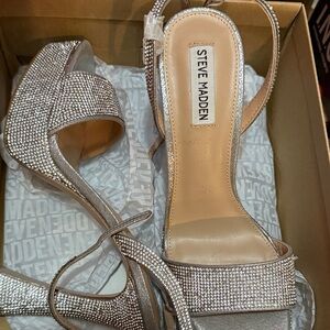 Steve Madden Silver Rhinestone Heels